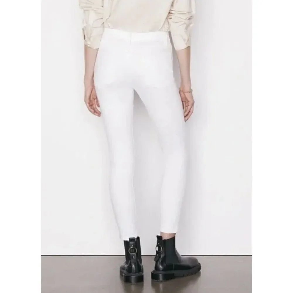 FRAME Le High Skinny White Denim Jeans Ankle W/ Raw Hem Women’s 28 X 28